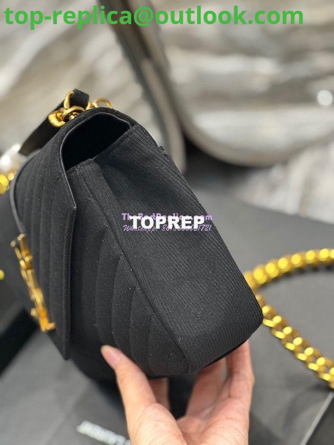 Replica YSL Saint Laurent College Medium Chain Bag In Mix Matelassé Corduroy 600279 Black 5 Replica YSL Saint Laurent College Medium Chain Bag In Mix Matelassé Corduroy 600279 Black 5