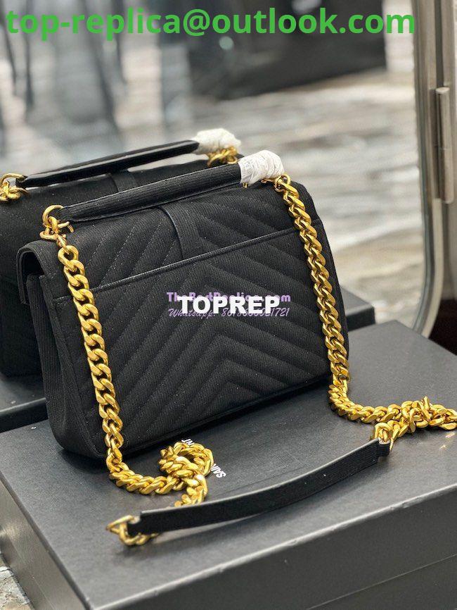 Replica YSL Saint Laurent College Medium Chain Bag In Mix Matelassé Corduroy 600279 Black 9 Replica YSL Saint Laurent College Medium Chain Bag In Mix Matelassé Corduroy 600279 Black 9