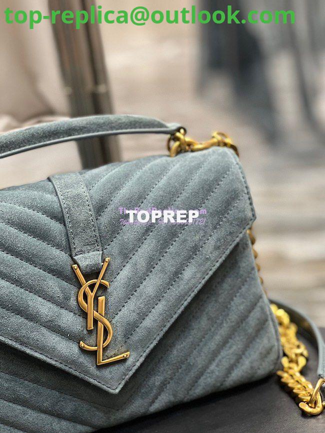 Replica YSL Saint Laurent College Medium In Suede Calfskin 600279 Lake green 4 Replica YSL Saint Laurent College Medium In Suede Calfskin 600279 Lake green 4