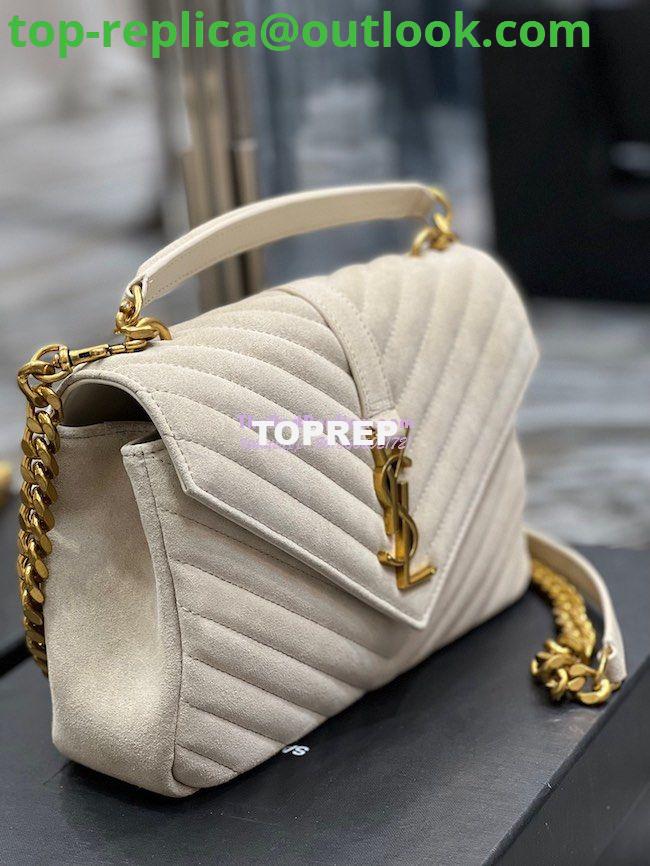 Replica YSL Saint Laurent College Medium In Suede Calfskin 600279 Light Beige 3 Replica YSL Saint Laurent College Medium In Suede Calfskin 600279 Light Beige 3