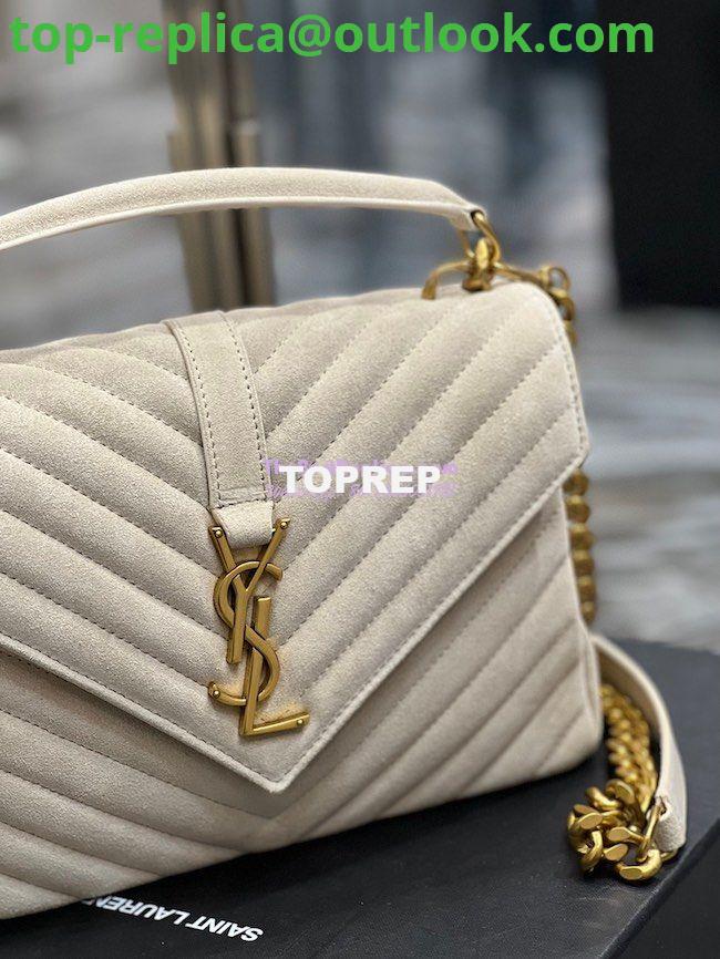 Replica YSL Saint Laurent College Medium In Suede Calfskin 600279 Light Beige 4 Replica YSL Saint Laurent College Medium In Suede Calfskin 600279 Light Beige 4