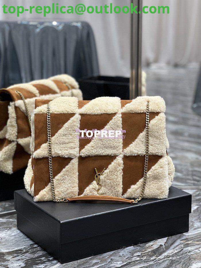 Replica YSL Saint Laurent Jamie Giant Chain Bag "Carré Rive Gauche" In Suede And Shearling Patchwork 712316 Natural Beige And Dark Cigar 2 Replica YSL Saint Laurent Jamie Giant Chain Bag "Carré Rive Gauche" In Suede And Shearling Patchwork 712316 Natural Beige And Dark Cigar 2