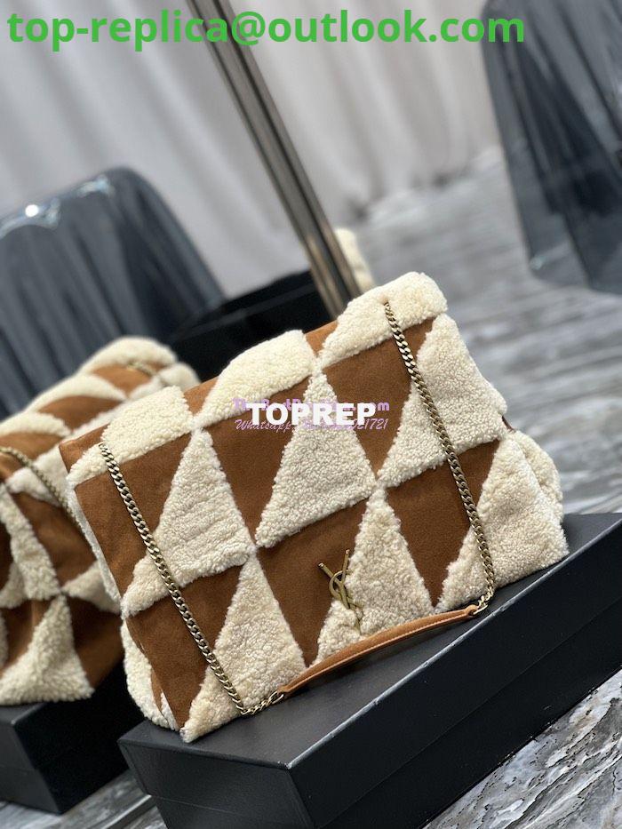 Replica YSL Saint Laurent Jamie Giant Chain Bag "Carré Rive Gauche" In Suede And Shearling Patchwork 712316 Natural Beige And Dark Cigar 4 Replica YSL Saint Laurent Jamie Giant Chain Bag "Carré Rive Gauche" In Suede And Shearling Patchwork 712316 Natural Beige And Dark Cigar 4