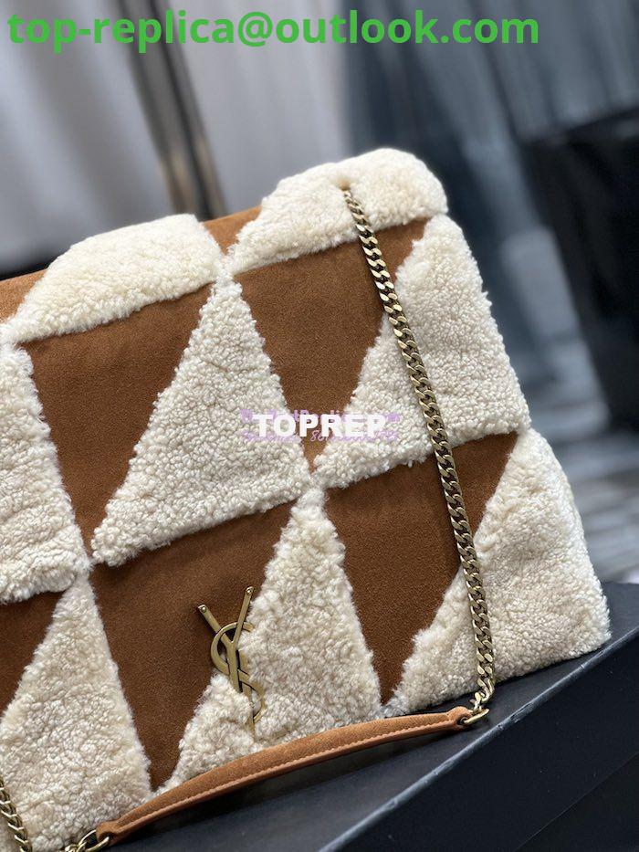 Replica YSL Saint Laurent Jamie Giant Chain Bag "Carré Rive Gauche" In Suede And Shearling Patchwork 712316 Natural Beige And Dark Cigar 8 Replica YSL Saint Laurent Jamie Giant Chain Bag "Carré Rive Gauche" In Suede And Shearling Patchwork 712316 Natural Beige And Dark Cigar 8