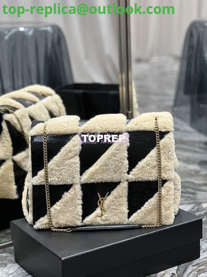 Replica YSL Saint Laurent Jamie Giant Chain Bag "Carré Rive Gauche" In Suede And Shearling Patchwork 712316 Natural Beige And Noir 2 Replica YSL Saint Laurent Jamie Giant Chain Bag "Carré Rive Gauche" In Suede And Shearling Patchwork 712316 Natural Beige And Noir 2