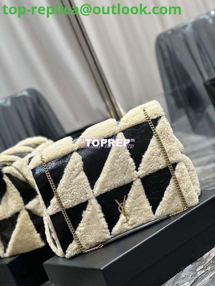 Replica YSL Saint Laurent Jamie Giant Chain Bag "Carré Rive Gauche" In Suede And Shearling Patchwork 712316 Natural Beige And Noir 3 Replica YSL Saint Laurent Jamie Giant Chain Bag "Carré Rive Gauche" In Suede And Shearling Patchwork 712316 Natural Beige And Noir 3