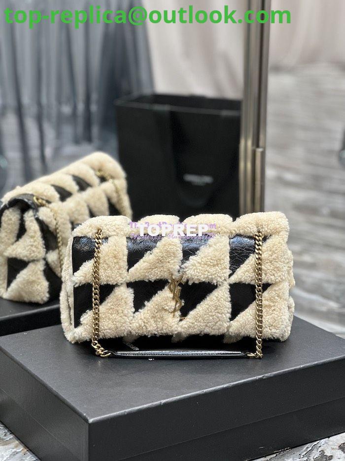Replica YSL Saint Laurent Jamie Medium Chain Bag "Carré Rive Gauche" In Suede And Shearling Patchwork 515821 Natural Beige And Noir Replica YSL Saint Laurent Jamie Medium Chain Bag "Carré Rive Gauche" In Suede And Shearling Patchwork 515821 Natural Beige And Noir