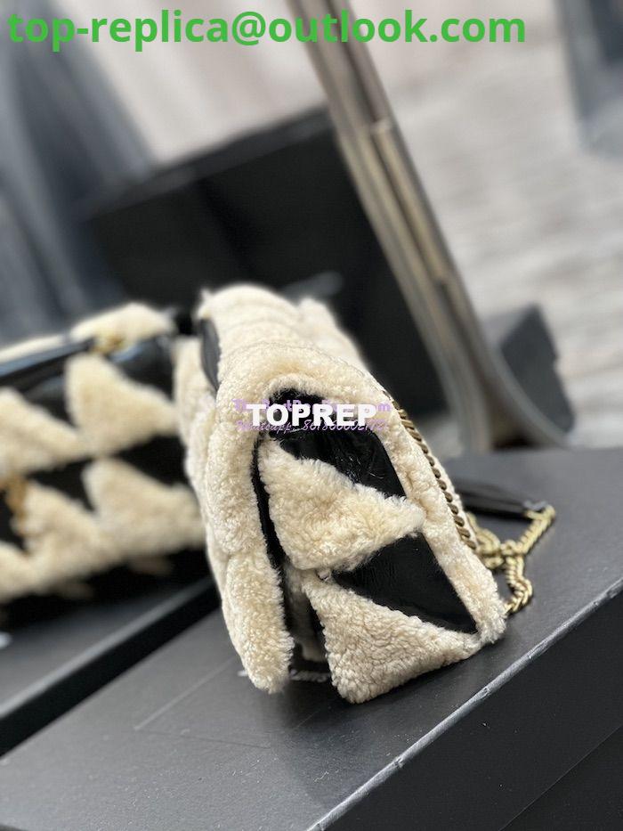 Replica YSL Saint Laurent Jamie Medium Chain Bag "Carré Rive Gauche" In Suede And Shearling Patchwork 515821 Natural Beige And Noir 7 Replica YSL Saint Laurent Jamie Medium Chain Bag "Carré Rive Gauche" In Suede And Shearling Patchwork 515821 Natural Beige And Noir 7