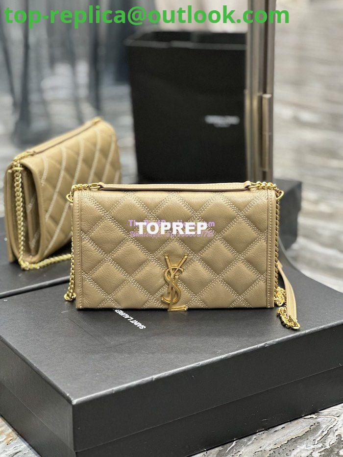 Replica YSL Saint Laurent Becky Chain Wallet In Diamond-quilted Lambskin 5850311 Beige Replica YSL Saint Laurent Becky Chain Wallet In Diamond-quilted Lambskin 5850311 Beige