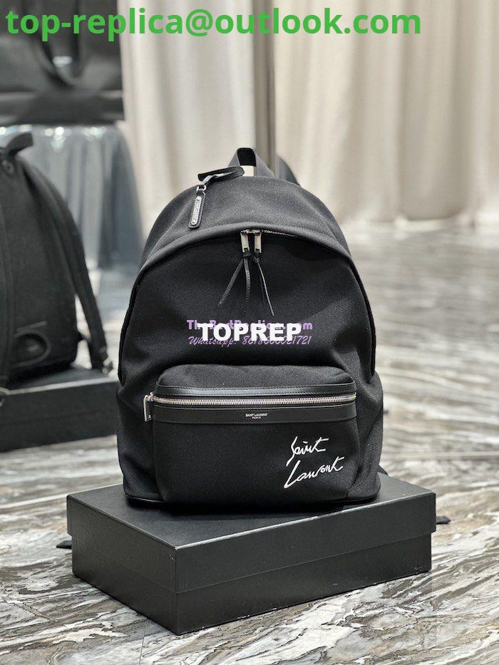 Replica YSL Saint Laurent Embroidered City Backpack In Canvas 534968 Replica YSL Saint Laurent Embroidered City Backpack In Canvas 534968