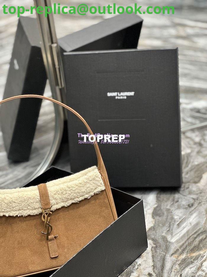 Replica YSL Saint Laurent Le 5 À 7 Hobo Bag In Suede And Shearling Dark Cigar And Natural Beige 657228 5 Replica YSL Saint Laurent Le 5 À 7 Hobo Bag In Suede And Shearling Dark Cigar And Natural Beige 657228 5