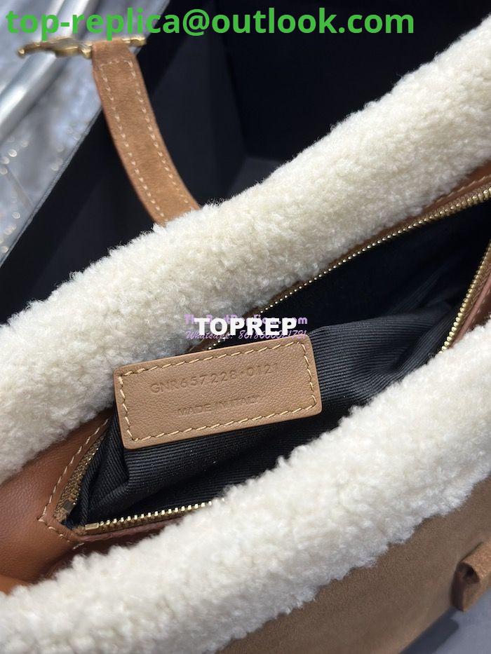 Replica YSL Saint Laurent Le 5 À 7 Hobo Bag In Suede And Shearling Dark Cigar And Natural Beige 657228 10 Replica YSL Saint Laurent Le 5 À 7 Hobo Bag In Suede And Shearling Dark Cigar And Natural Beige 657228 10
