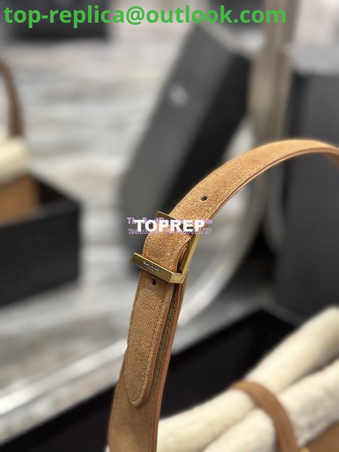 Replica YSL Saint Laurent Le 5 À 7 Hobo Bag In Suede And Shearling Dark Cigar And Natural Beige 657228 12 Replica YSL Saint Laurent Le 5 À 7 Hobo Bag In Suede And Shearling Dark Cigar And Natural Beige 657228 12