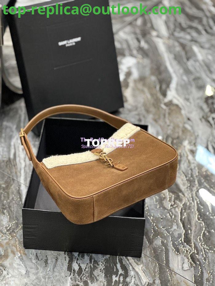 Replica YSL Saint Laurent Le 5 À 7 Hobo Bag In Suede And Shearling Dark Cigar And Natural Beige 657228 13 Replica YSL Saint Laurent Le 5 À 7 Hobo Bag In Suede And Shearling Dark Cigar And Natural Beige 657228 13