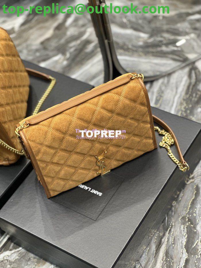Replica YSL Saint Laurent Becky Mini Chain Bag In Carré-Quilted Suede 6292461 Caramel 4 Replica YSL Saint Laurent Becky Mini Chain Bag In Carré-Quilted Suede 6292461 Caramel 4