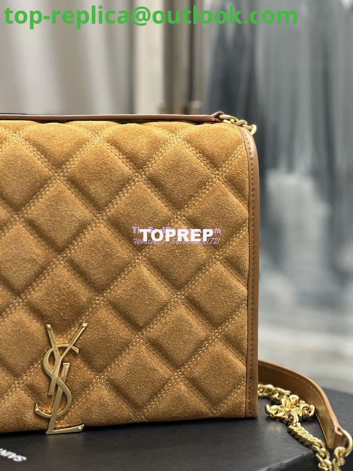 Replica YSL Saint Laurent Becky Mini Chain Bag In Carré-Quilted Suede 6292461 Caramel 5 Replica YSL Saint Laurent Becky Mini Chain Bag In Carré-Quilted Suede 6292461 Caramel 5