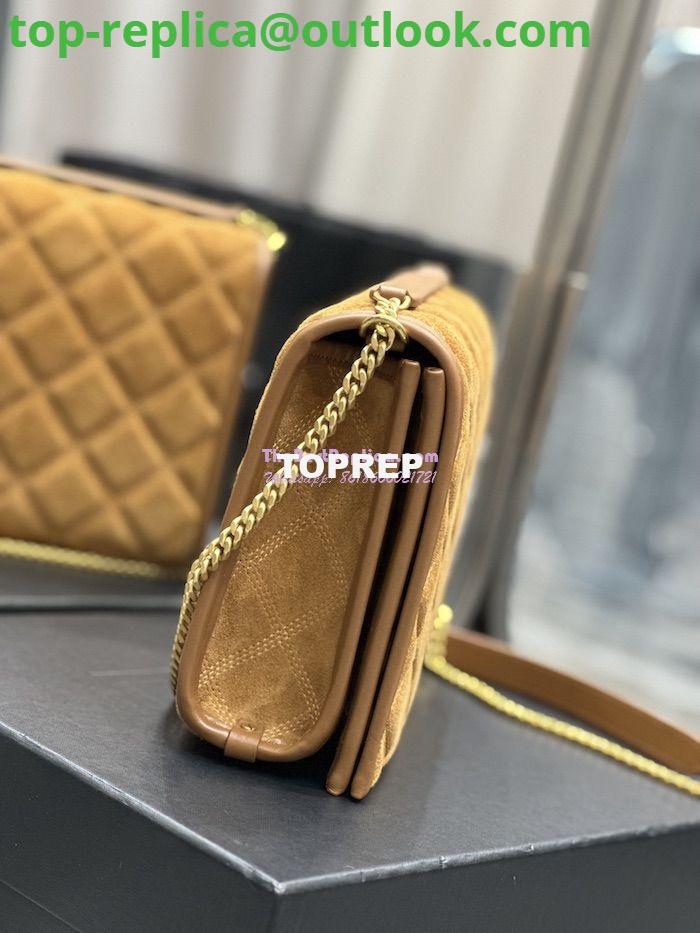 Replica YSL Saint Laurent Becky Mini Chain Bag In Carré-Quilted Suede 6292461 Caramel 7 Replica YSL Saint Laurent Becky Mini Chain Bag In Carré-Quilted Suede 6292461 Caramel 7