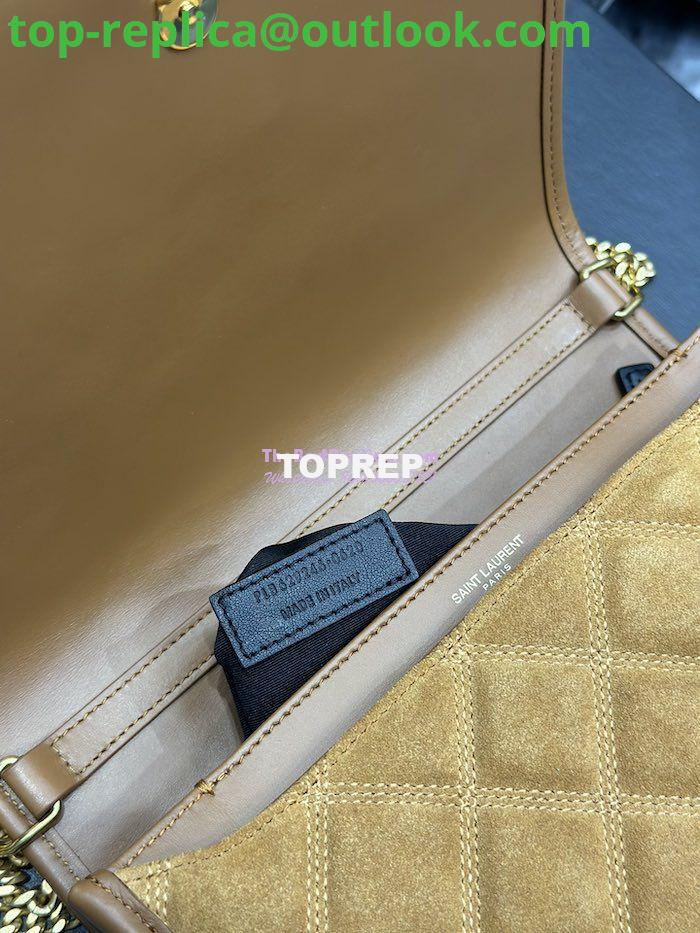 Replica YSL Saint Laurent Becky Mini Chain Bag In Carré-Quilted Suede 6292461 Caramel 10 Replica YSL Saint Laurent Becky Mini Chain Bag In Carré-Quilted Suede 6292461 Caramel 10