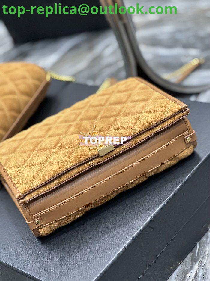 Replica YSL Saint Laurent Becky Mini Chain Bag In Carré-Quilted Suede 6292461 Caramel 11 Replica YSL Saint Laurent Becky Mini Chain Bag In Carré-Quilted Suede 6292461 Caramel 11