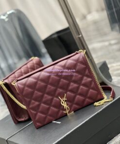 Replica YSL Saint Laurent Becky Mini Chain Bag In Carré-Quilted Lambskin 6292461 Burgundy