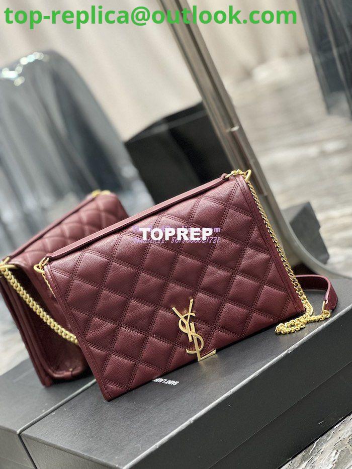 Replica YSL Saint Laurent Becky Mini Chain Bag In Carré-Quilted Lambskin 6292461 Burgundy Replica YSL Saint Laurent Becky Mini Chain Bag In Carré-Quilted Lambskin 6292461 Burgundy