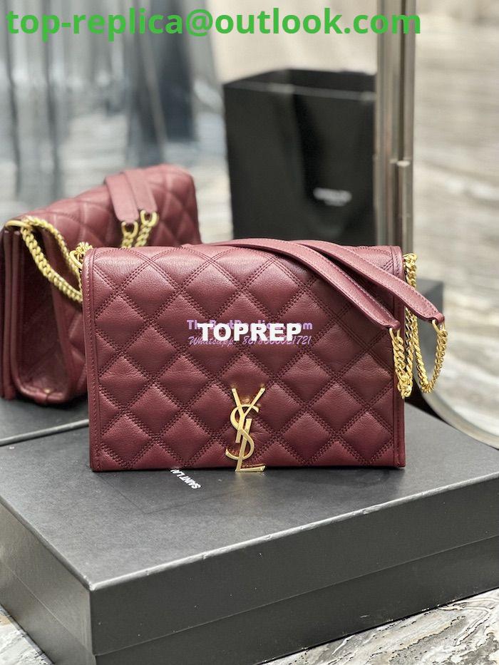 Replica YSL Saint Laurent Becky Mini Chain Bag In Carré-Quilted Lambskin 6292461 Burgundy 2 Replica YSL Saint Laurent Becky Mini Chain Bag In Carré-Quilted Lambskin 6292461 Burgundy 2