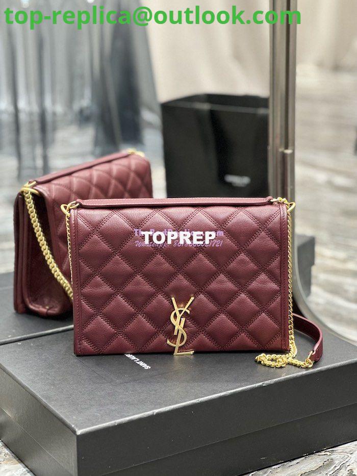 Replica YSL Saint Laurent Becky Mini Chain Bag In Carré-Quilted Lambskin 6292461 Burgundy 3 Replica YSL Saint Laurent Becky Mini Chain Bag In Carré-Quilted Lambskin 6292461 Burgundy 3