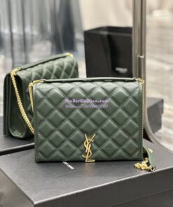 Replica YSL Saint Laurent Becky Mini Chain Bag In Carré-Quilted Lambskin 6292461 Green