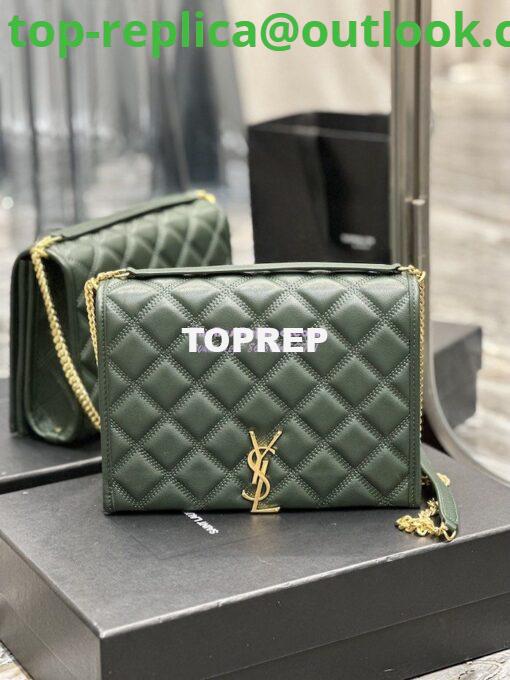 Replica YSL Saint Laurent Becky Mini Chain Bag In Carré-Quilted Lambskin 6292461 Green