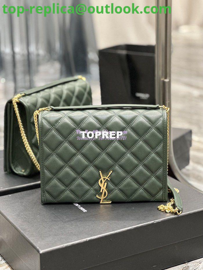 Replica YSL Saint Laurent Becky Mini Chain Bag In Carré-Quilted Lambskin 6292461 Green Replica YSL Saint Laurent Becky Mini Chain Bag In Carré-Quilted Lambskin 6292461 Green