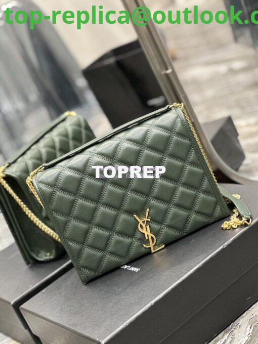 Replica YSL Saint Laurent Becky Mini Chain Bag In Carré-Quilted Lambskin 6292461 Green 2