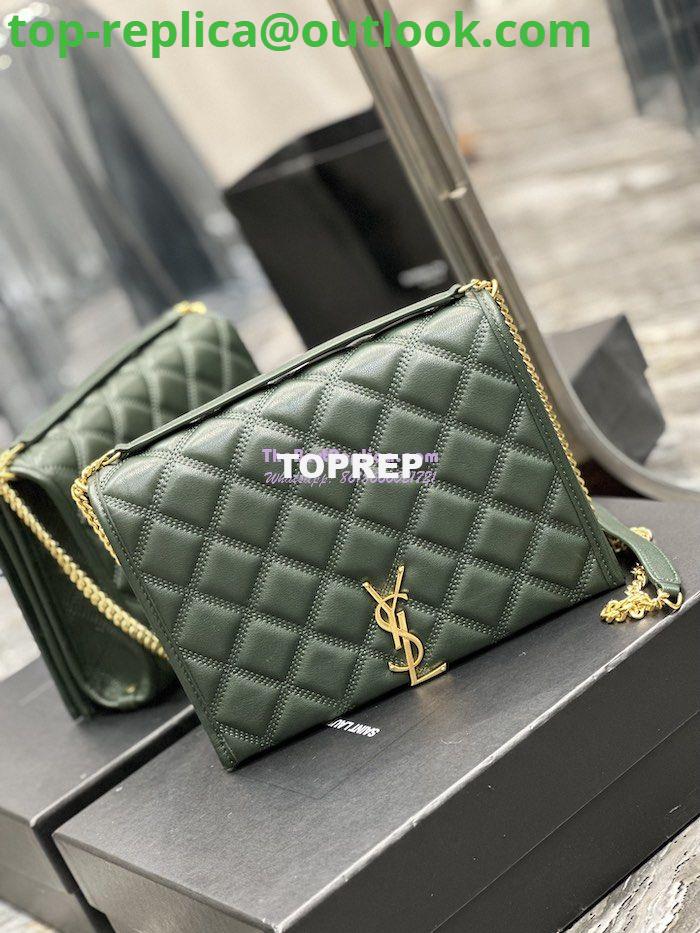 Replica YSL Saint Laurent Becky Mini Chain Bag In Carré-Quilted Lambskin 6292461 Green 2 Replica YSL Saint Laurent Becky Mini Chain Bag In Carré-Quilted Lambskin 6292461 Green 2