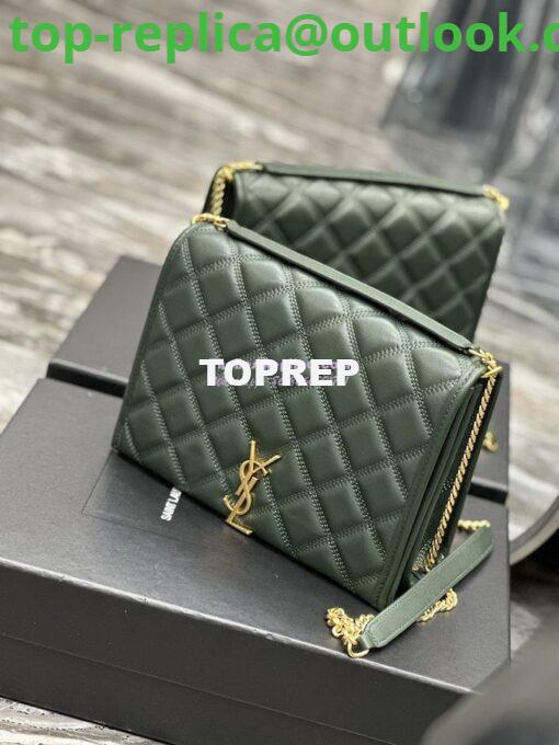 Replica YSL Saint Laurent Becky Mini Chain Bag In Carré-Quilted Lambskin 6292461 Green 3