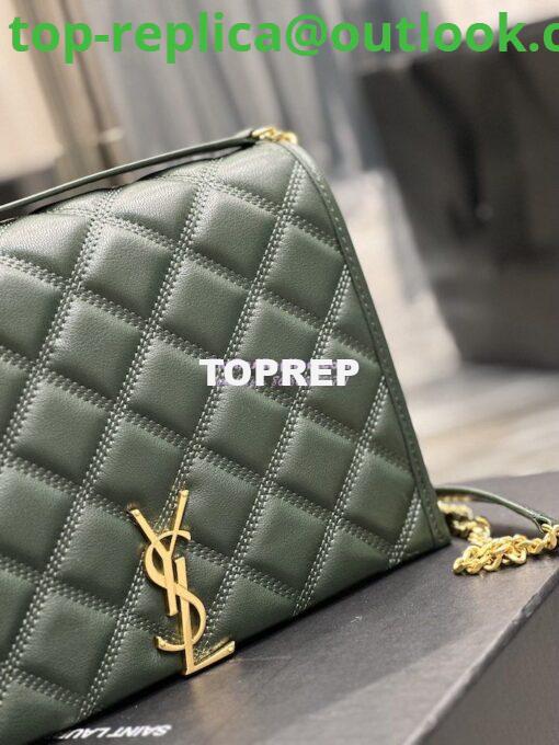 Replica YSL Saint Laurent Becky Mini Chain Bag In Carré-Quilted Lambskin 6292461 Green 5