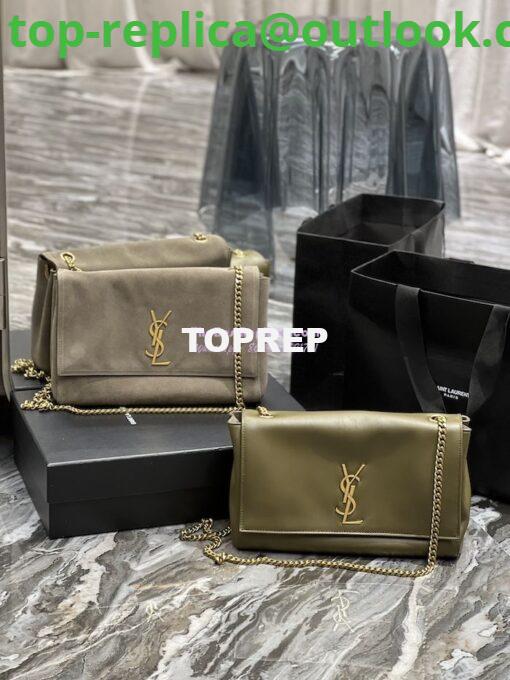 Replica YSL Saint Laurent Kate Medium Reversible In Suede And Smooth Leather 553804 Khaki