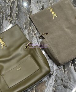 Replica YSL Saint Laurent Kate Medium Reversible In Suede And Smooth Leather 553804 Khaki 2