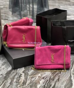 Replica YSL Saint Laurent Kate Medium Reversible In Suede And Smooth Leather 553804 Rosy Pink