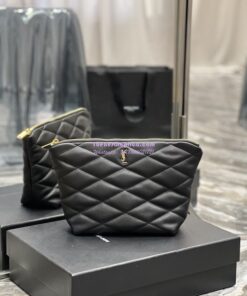 Replica YSL Saint Laurent Sade Pouch In Quilted Lambskin 6967791 Black