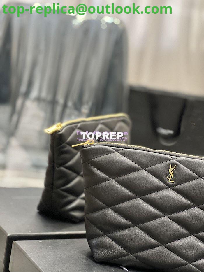 Replica YSL Saint Laurent Sade Pouch In Quilted Lambskin 6967791 Black 3 Replica YSL Saint Laurent Sade Pouch In Quilted Lambskin 6967791 Black 3