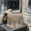 Replica YSL Saint Laurent College Medium Chain Bag In Light Suede With Fringes 531705 Cinnamon 13