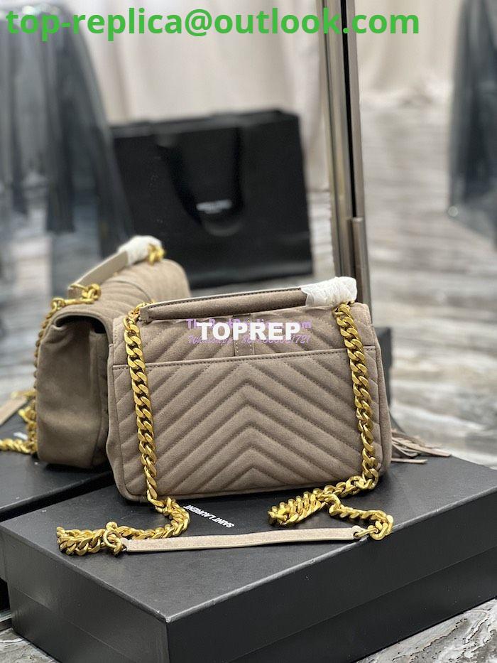 Replica YSL Saint Laurent College Medium Chain Bag In Light Suede With Fringes 531705 Dusty Grey 7 Replica YSL Saint Laurent College Medium Chain Bag In Light Suede With Fringes 531705 Dusty Grey 7