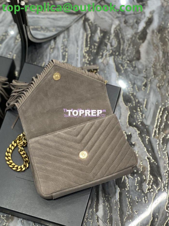 Replica YSL Saint Laurent College Medium Chain Bag In Light Suede With Fringes 531705 Dusty Grey 8 Replica YSL Saint Laurent College Medium Chain Bag In Light Suede With Fringes 531705 Dusty Grey 8