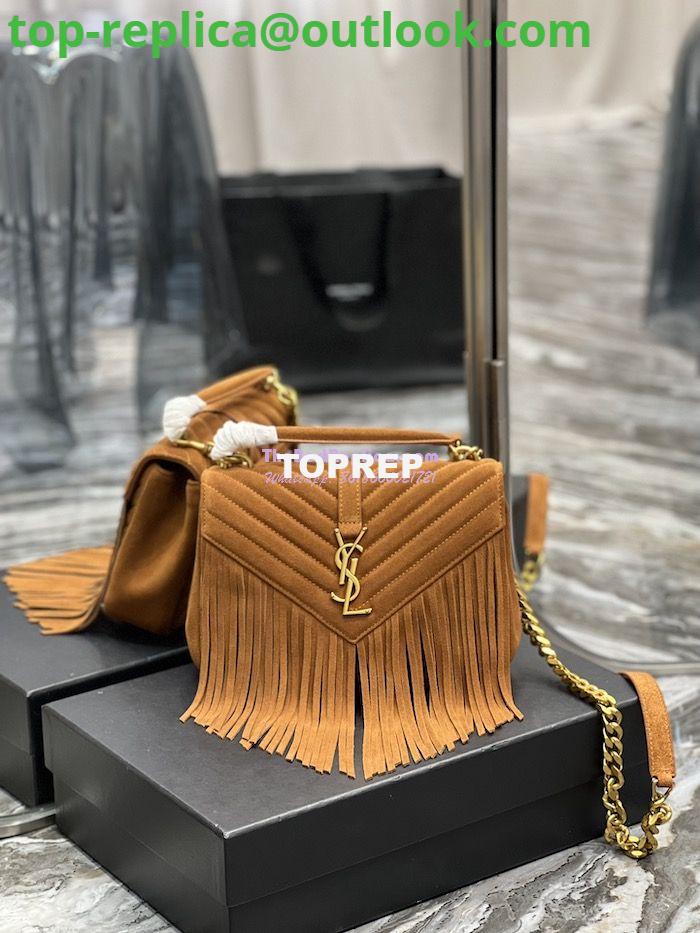 Replica YSL Saint Laurent College Medium Chain Bag In Light Suede With Fringes 531705 Cinnamon Replica YSL Saint Laurent College Medium Chain Bag In Light Suede With Fringes 531705 Cinnamon