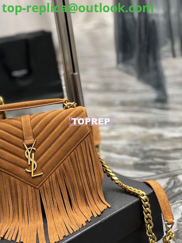 Replica YSL Saint Laurent College Medium Chain Bag In Light Suede With Fringes 531705 Cinnamon 7 Replica YSL Saint Laurent College Medium Chain Bag In Light Suede With Fringes 531705 Cinnamon 7