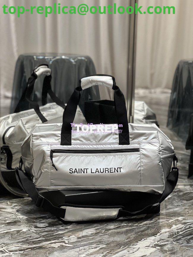 Replica YSL Saint Laurent Nuxx Duffle In Metallized Nylon 581374 Platinum Replica YSL Saint Laurent Nuxx Duffle In Metallized Nylon 581374 Platinum