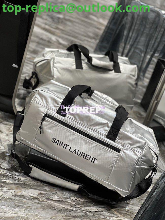 Replica YSL Saint Laurent Nuxx Duffle In Metallized Nylon 581374 Platinum 2 Replica YSL Saint Laurent Nuxx Duffle In Metallized Nylon 581374 Platinum 2