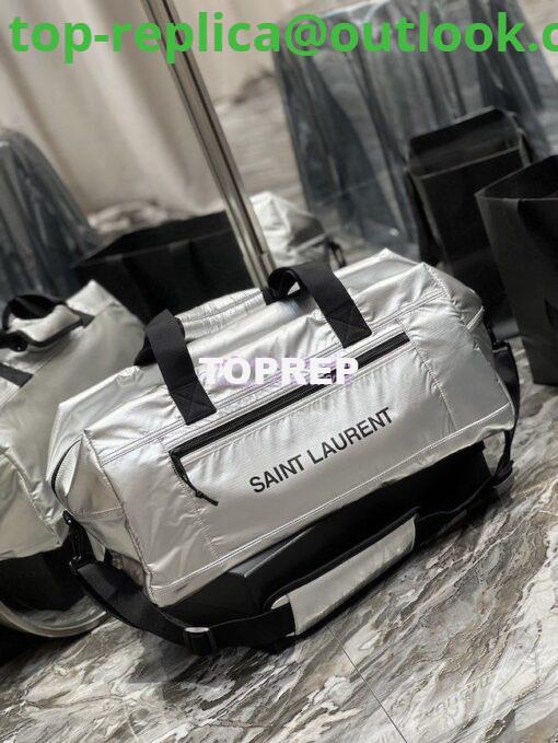 Replica YSL Saint Laurent Nuxx Duffle In Metallized Nylon 581374 Platinum 3