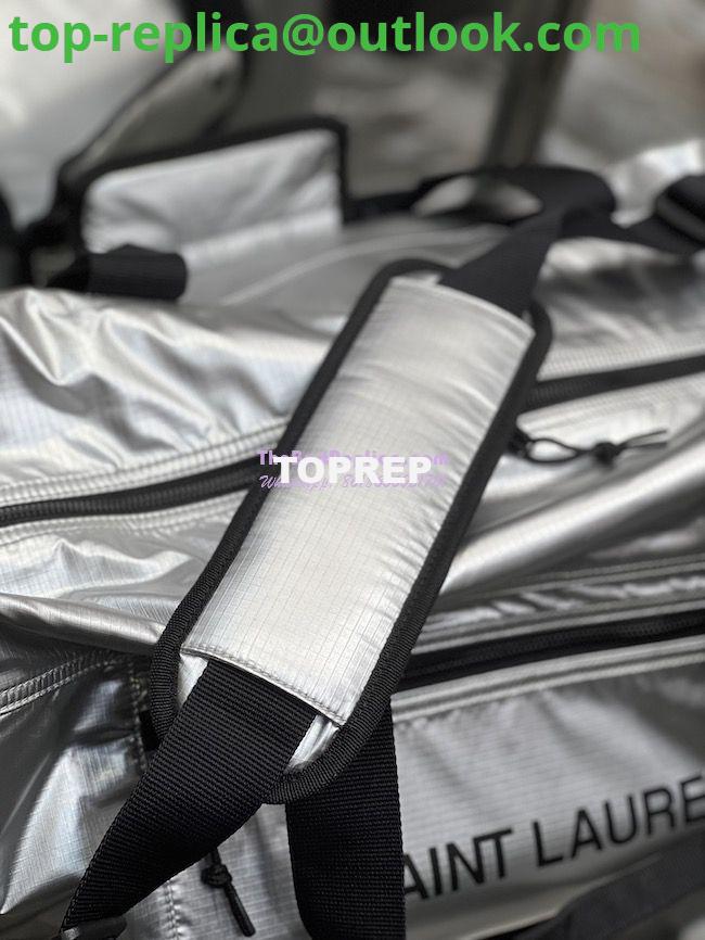 Replica YSL Saint Laurent Nuxx Duffle In Metallized Nylon 581374 Platinum 8 Replica YSL Saint Laurent Nuxx Duffle In Metallized Nylon 581374 Platinum 8