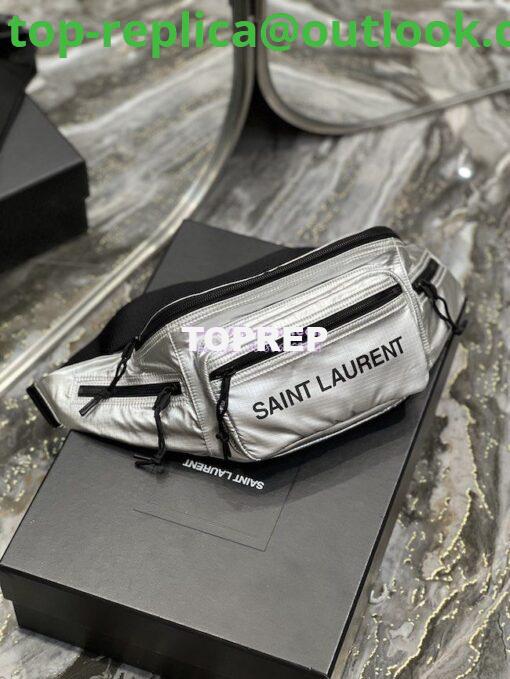 Replica YSL Saint Laurent Nuxx Crossbody Bag In Metallized Nylon 581375 Platinum 2