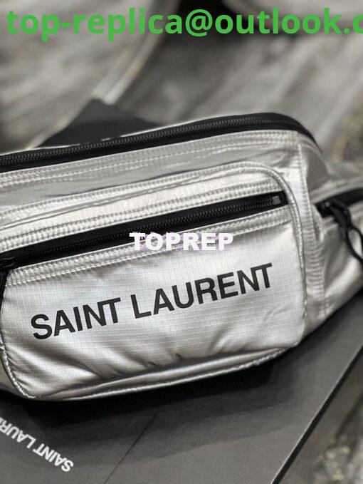 Replica YSL Saint Laurent Nuxx Crossbody Bag In Metallized Nylon 581375 Platinum 4